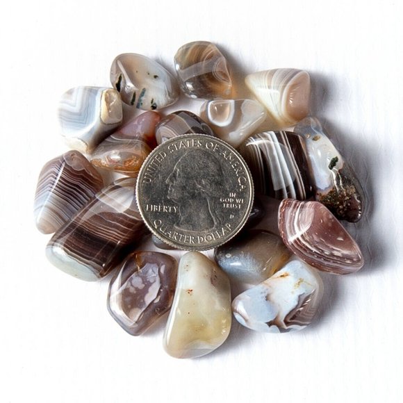 1 lb Tumbled Gray Botswana Agate Gemstone Crystals 150-165 Stones Rock Specimens - Picture 2 of 6